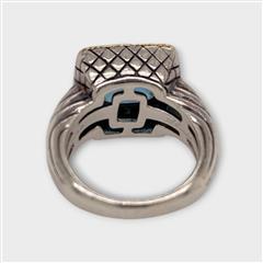 Andrea Candela Sterling Silver 18K Gold Blue Topaz Cushion Ring